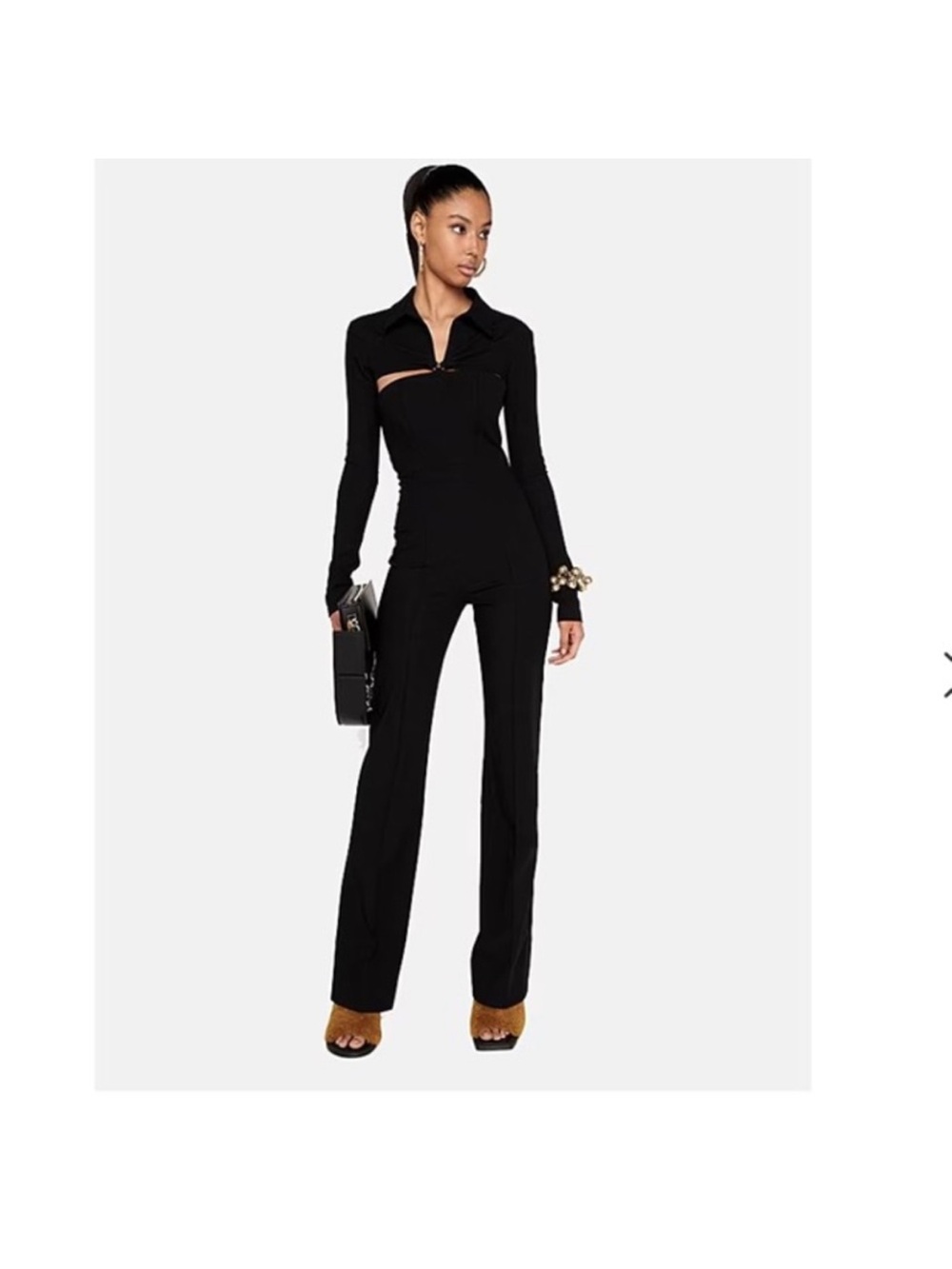 Jacquemus Black Wide Leg Cutout Jumpsuit la montagne sz 38